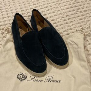 Loro Piana woman’s Dark Blue Suede Slip-Ons